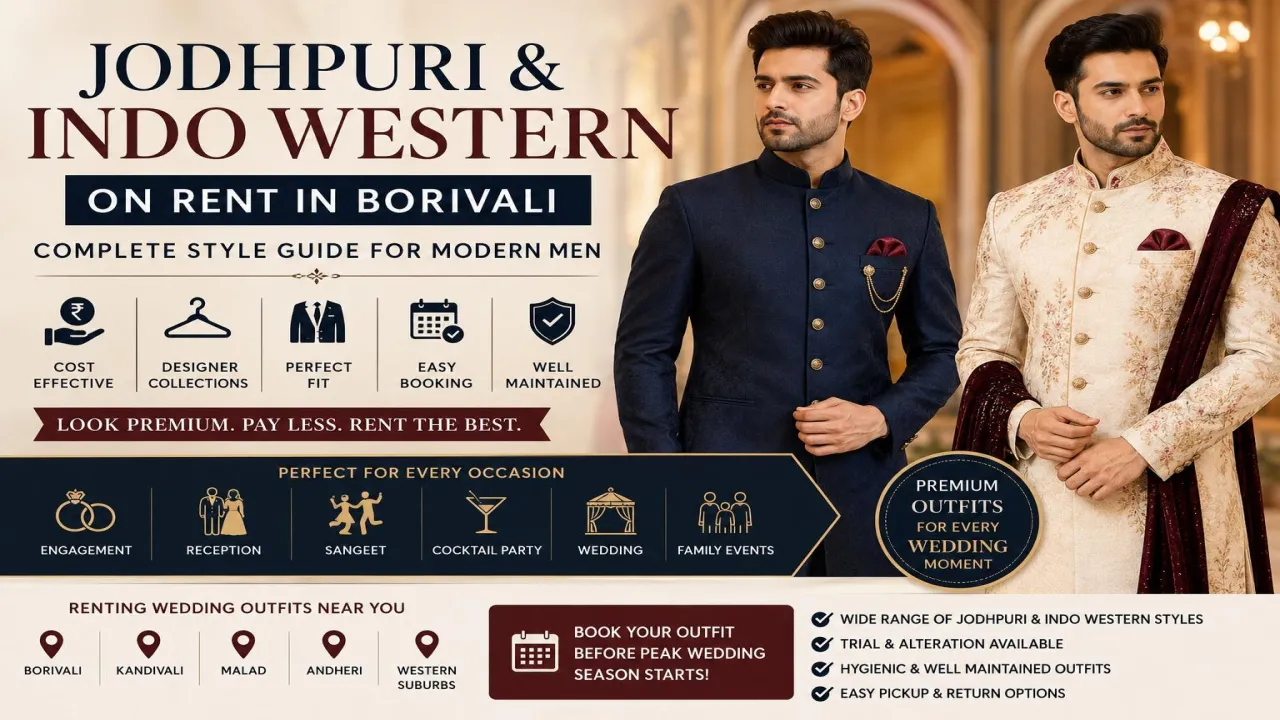 BEST JODHPURI & INDO WESTERN SUITS ON RENT IN BORIVALI FOR WEDDINGS & EVENTS