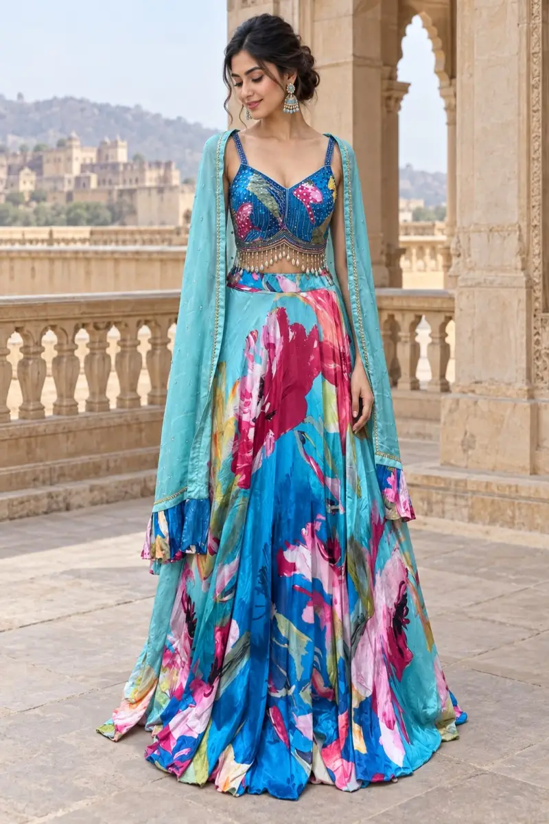 BLUE INDO-LEHENGA