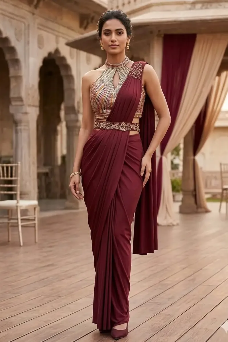 MAROON SAREE
