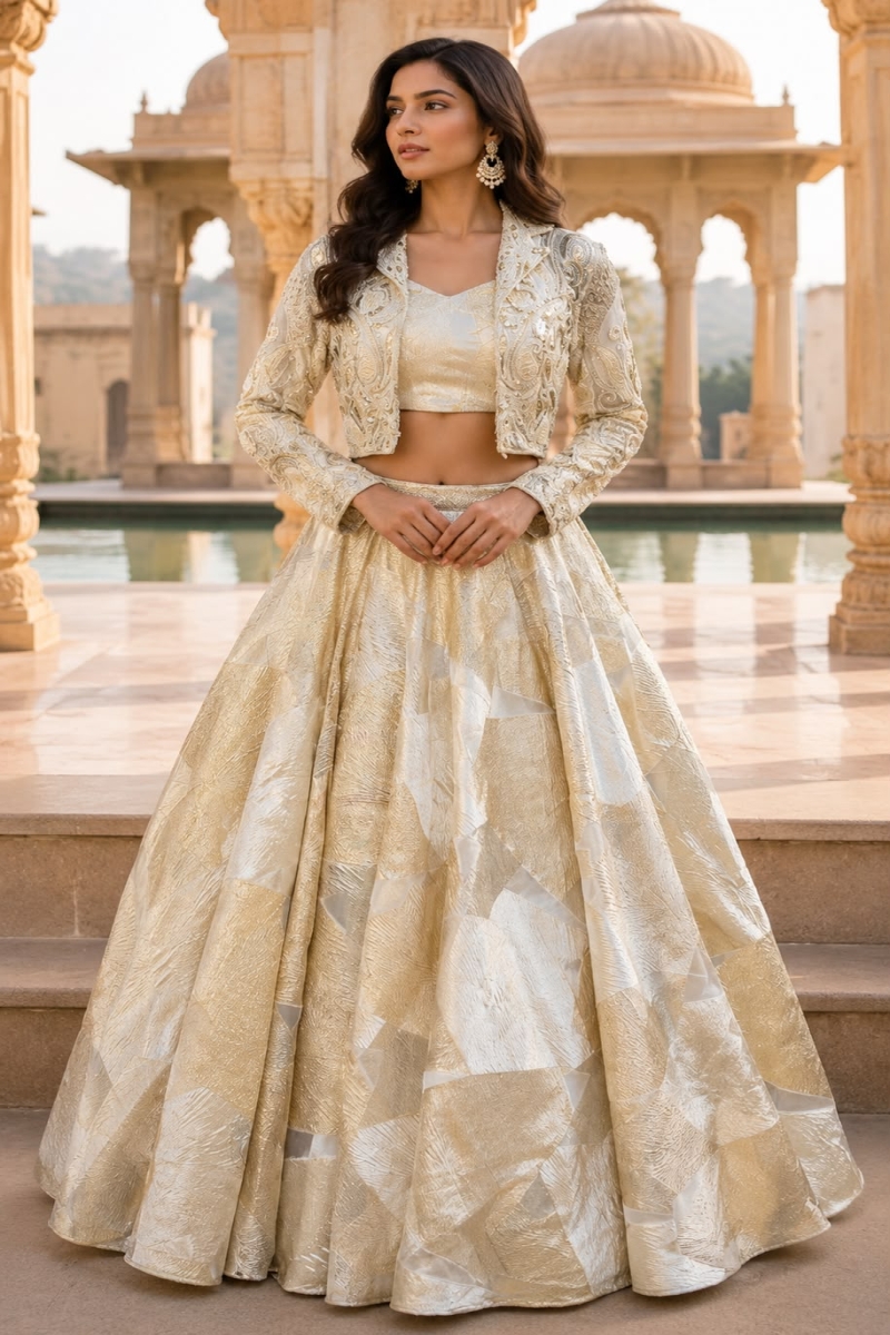 GOLD INDO-LEHENGA - View 2