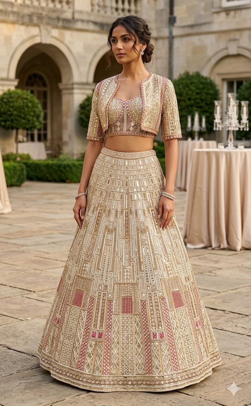 GOLD INDO-LEHENGA - View 2