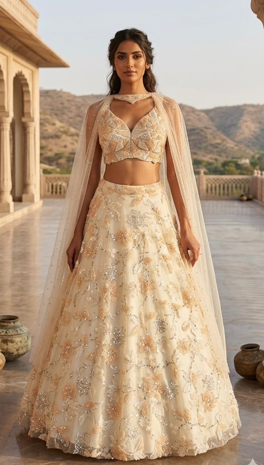 CREAM LEHENGA - View 2