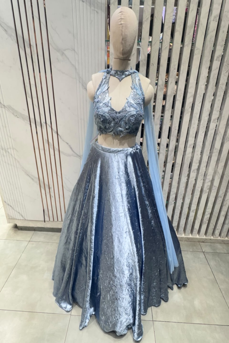 BLUE INDO-LEHENGA - View 2