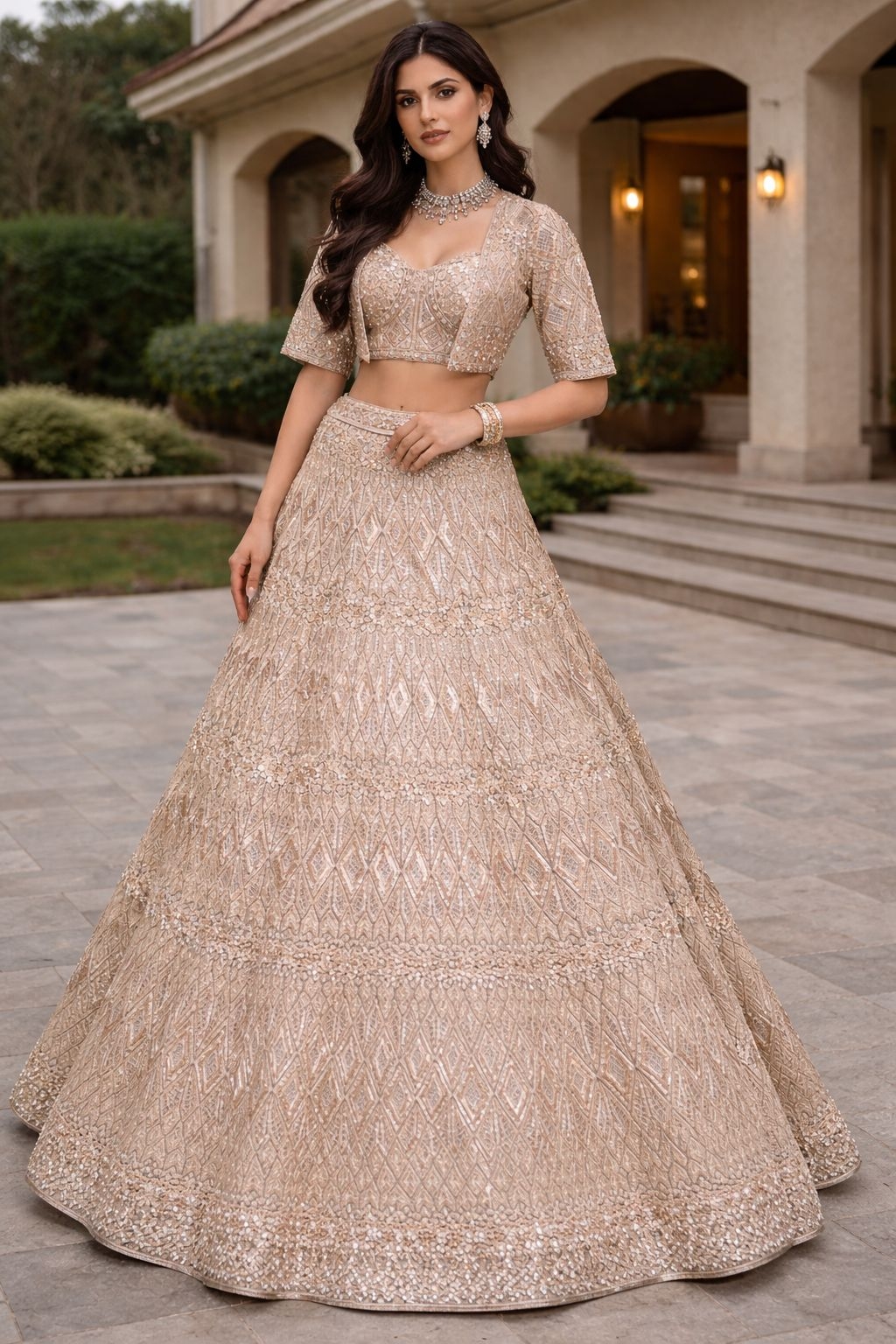 GOLD INDO-LEHENGA - View 2
