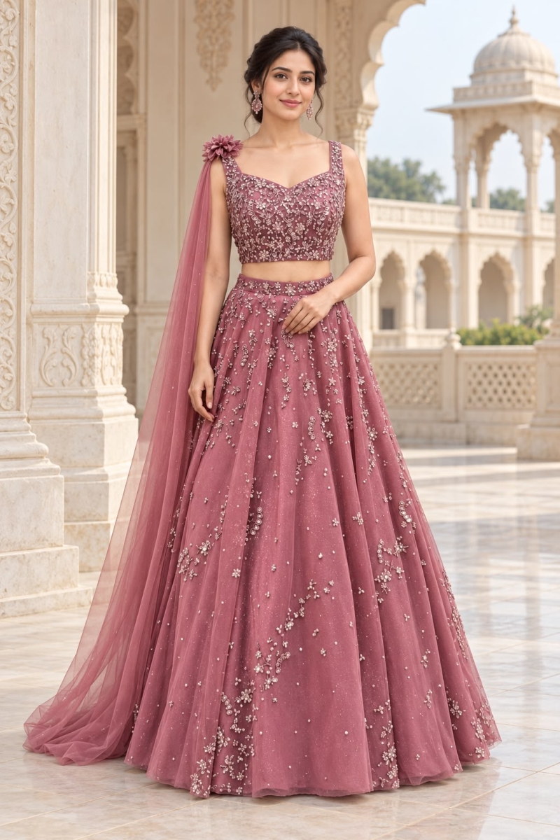 MAUVE INDO-LEHENGA - View 2
