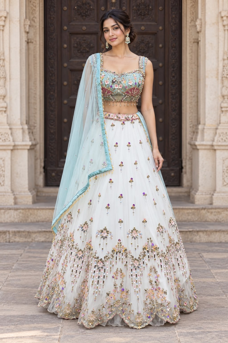 WHITE INDO-LEHENGA - View 3