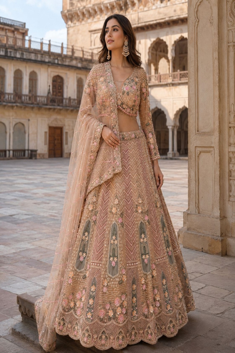 PEACH LEHENGA - View 3