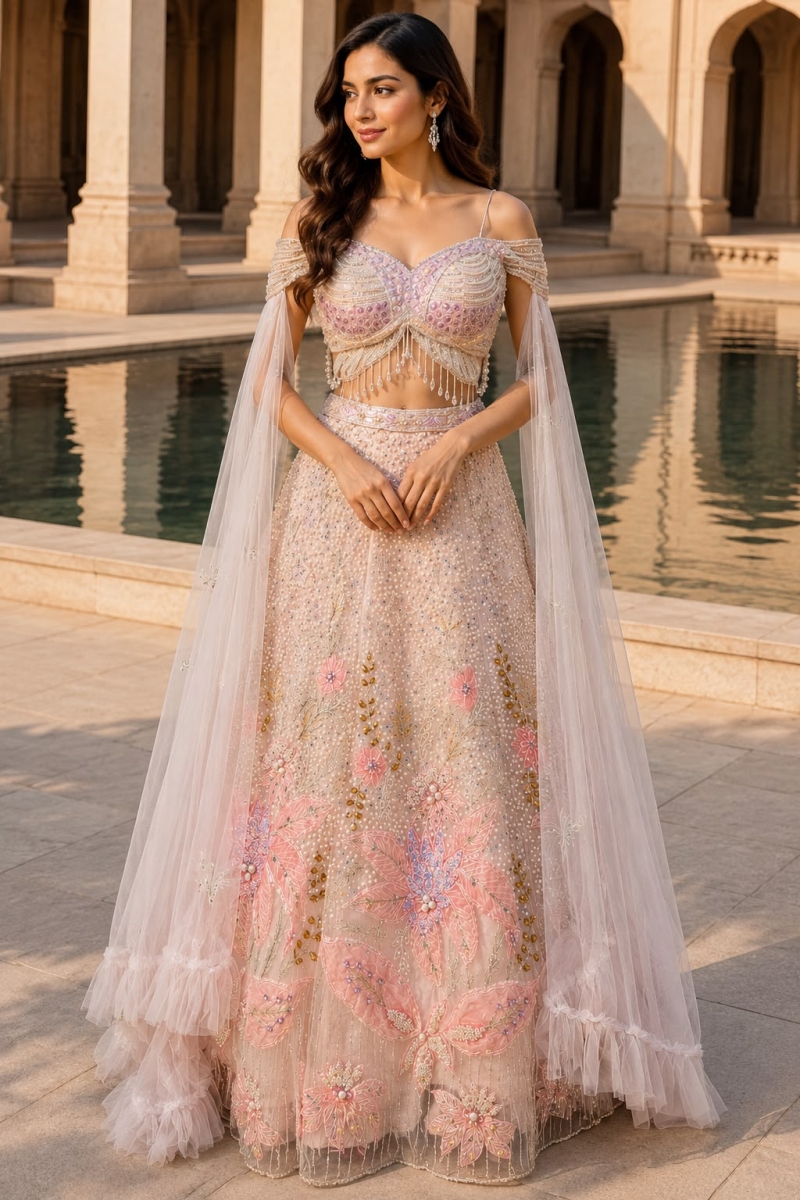 BLUSH INDO-LEHENGA - View 2