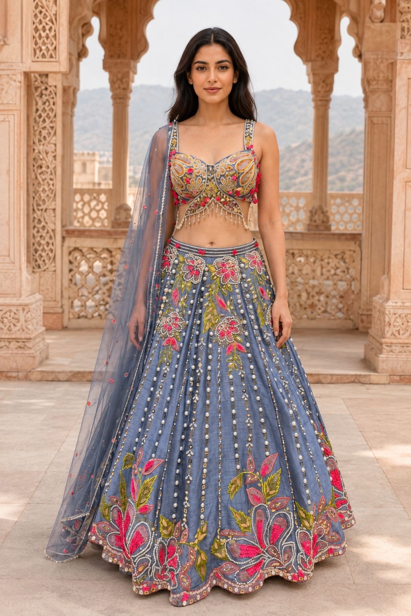 SLATE INDO-LEHENGA - View 2