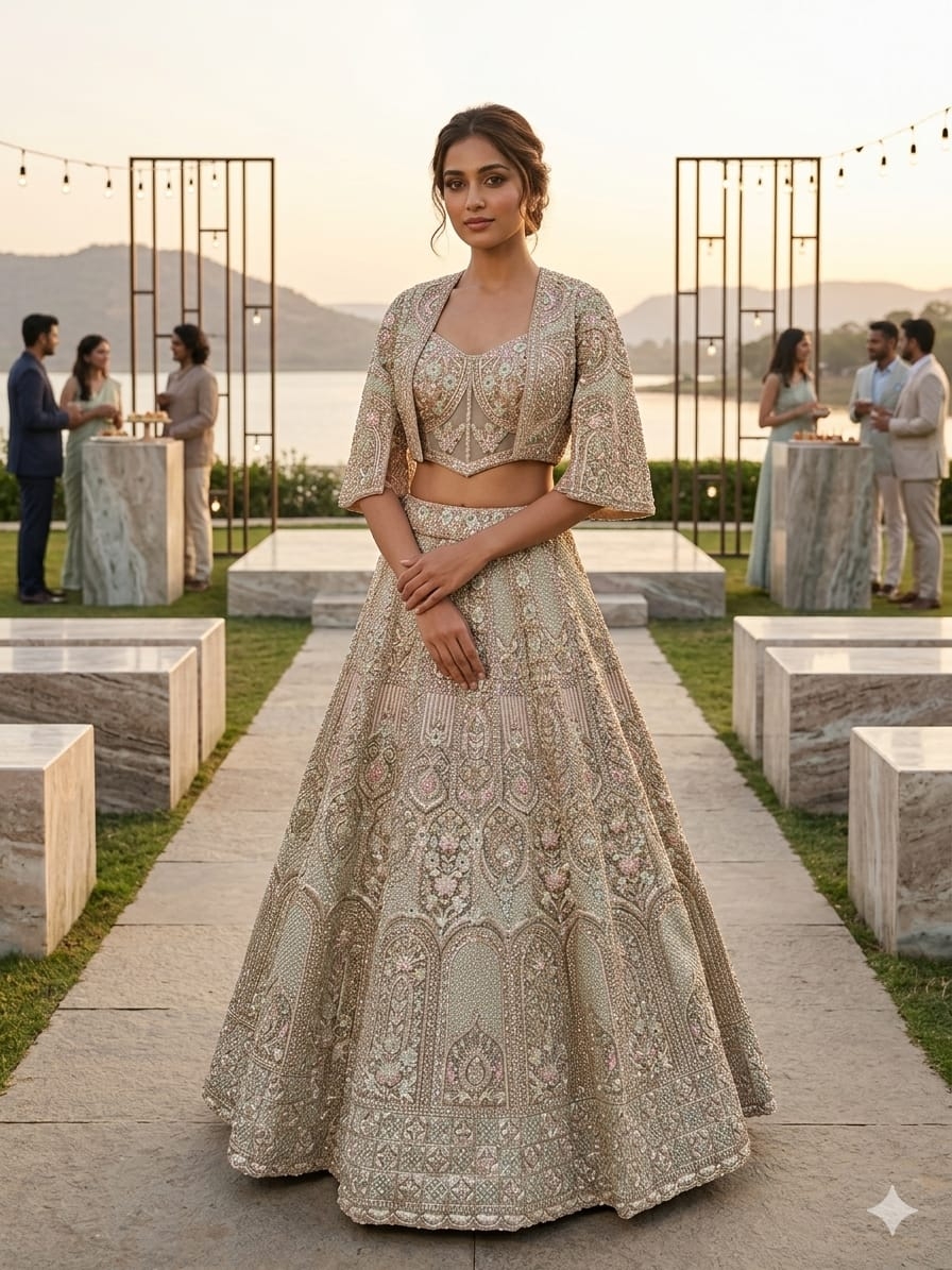 BEIGE INDO-LEHENGA - View 2