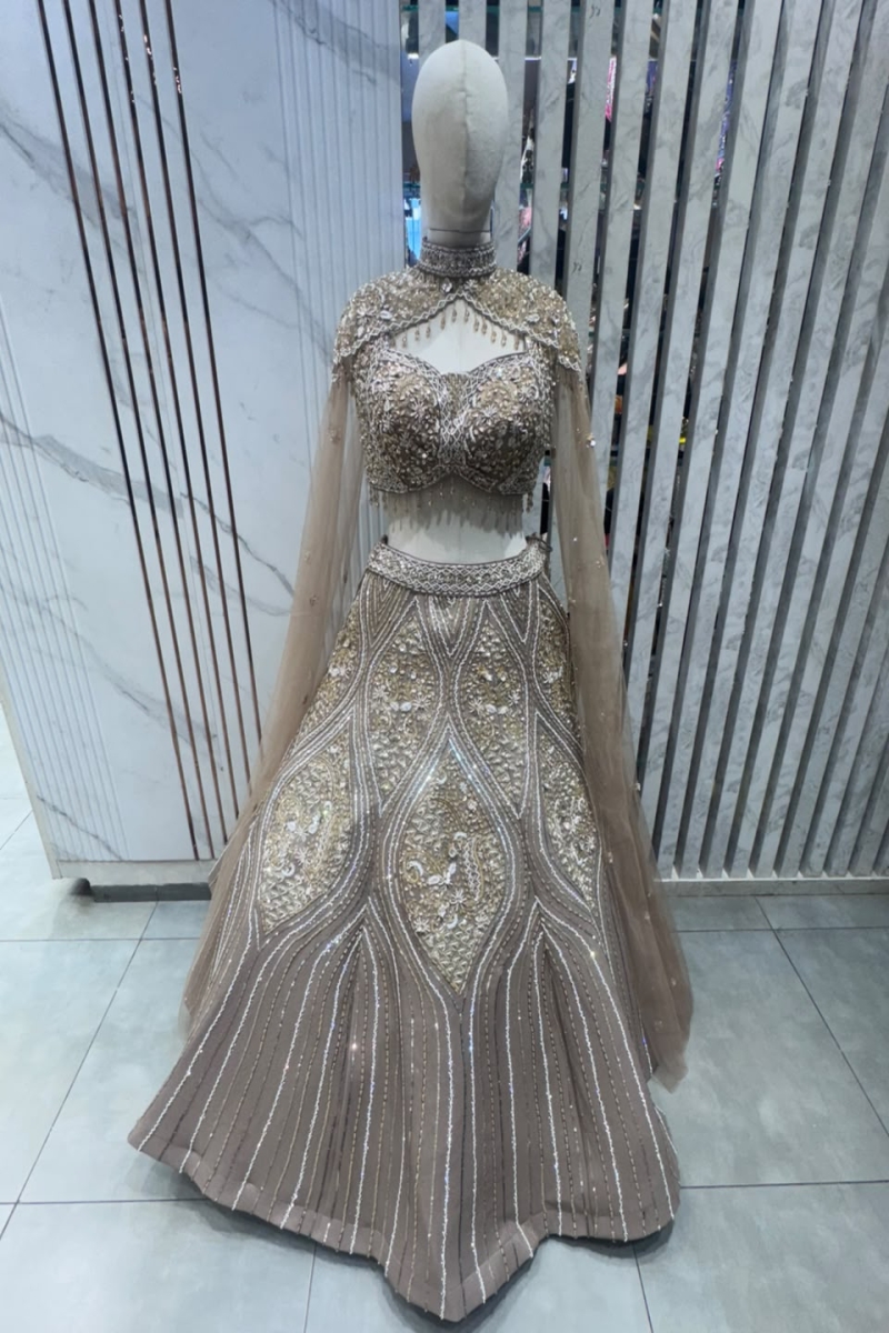 TAUPE INDO-LEHENGA - View 2