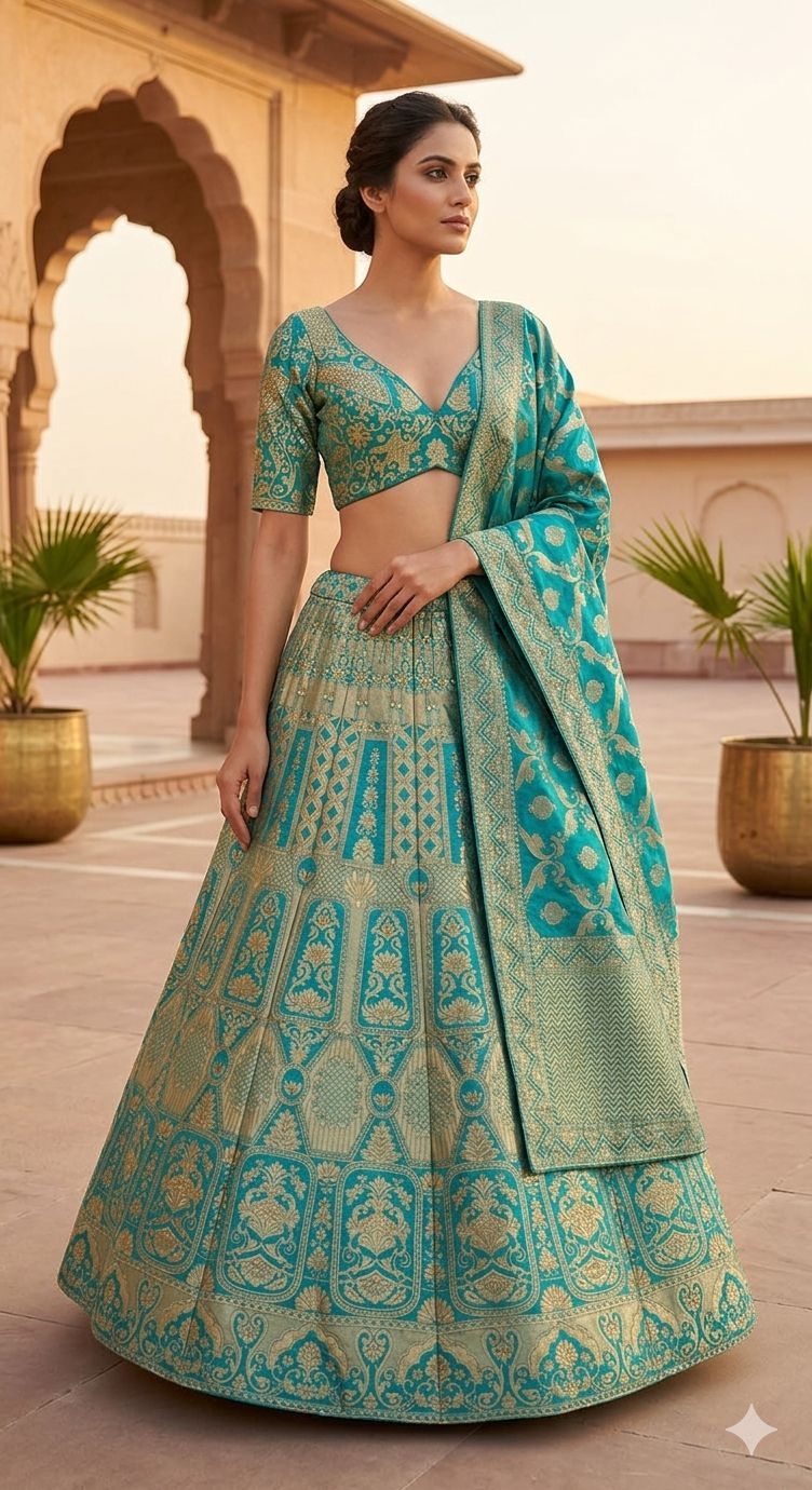 GREEN LEHENGA - View 2
