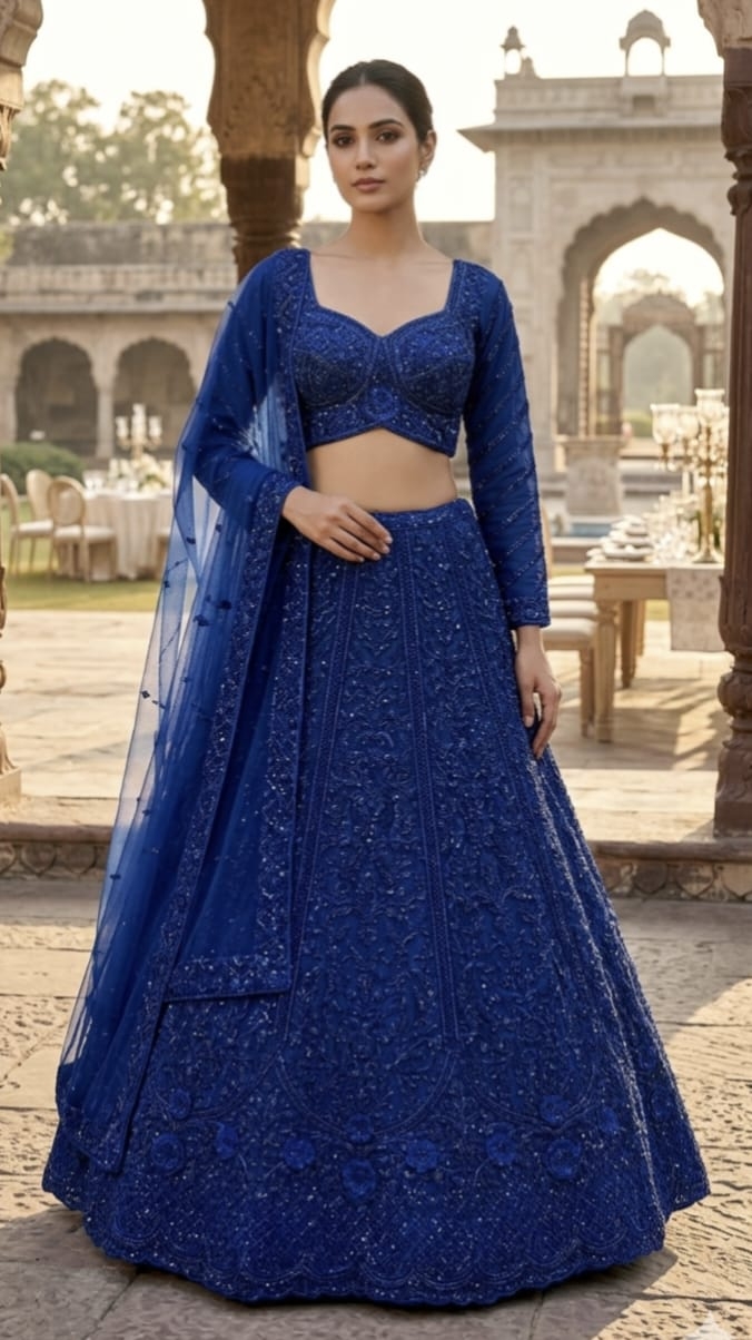 ROYAL BLUE LEHENGA - View 2