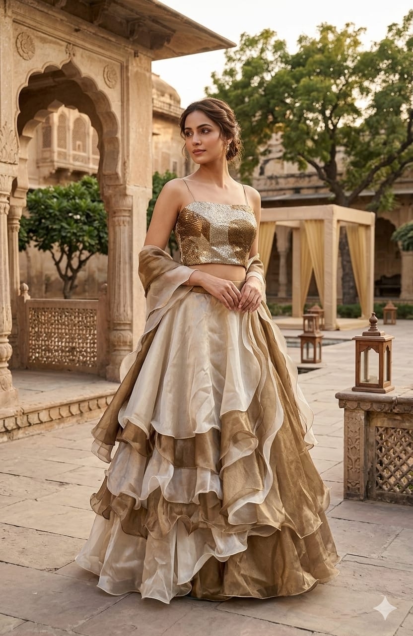 GOLD INDO-LEHENGA - View 2