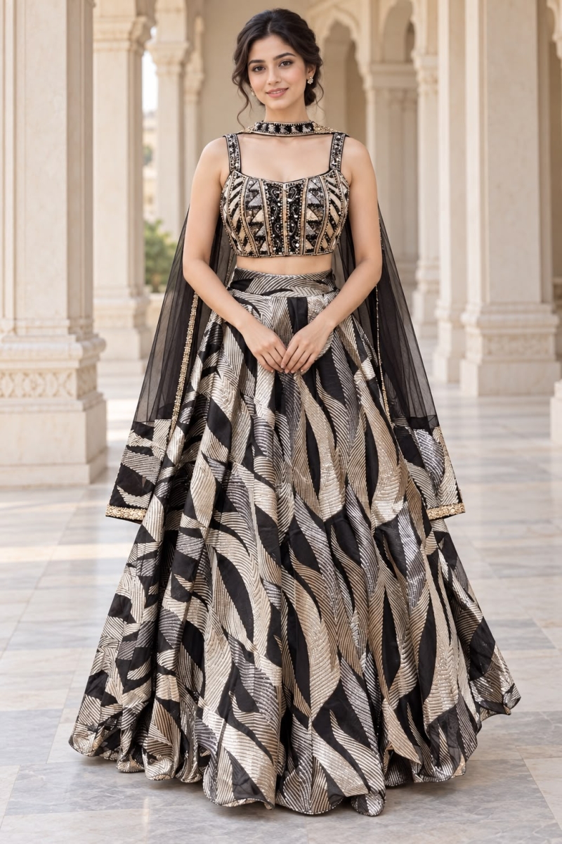 BLACK INDO-LEHENGA - View 2