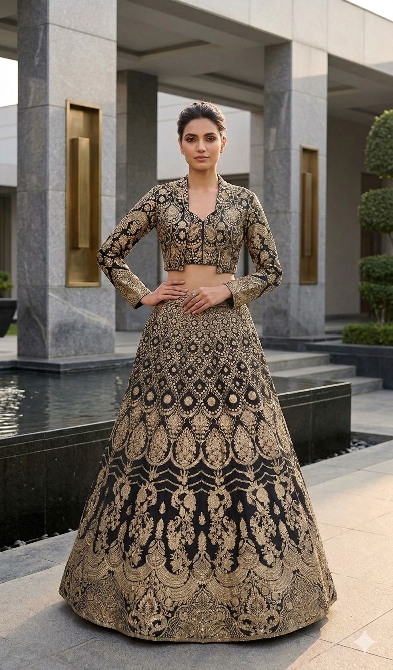 BLACK INDO-LEHENGA - View 2