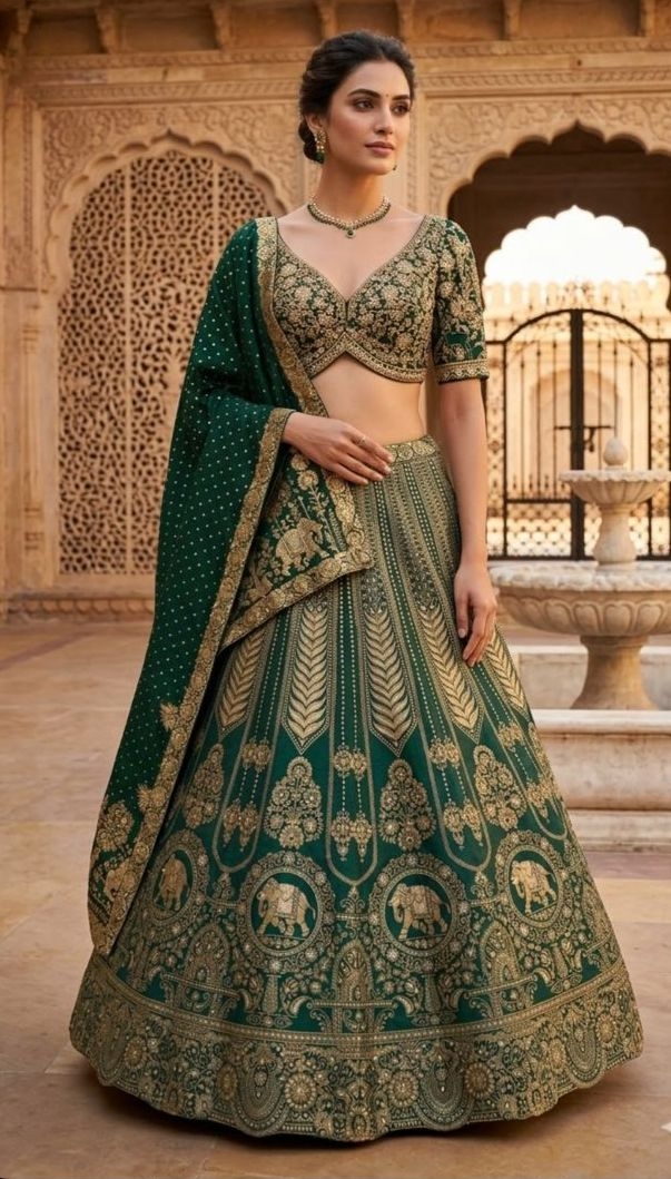 GREEN LEHENGA - View 2