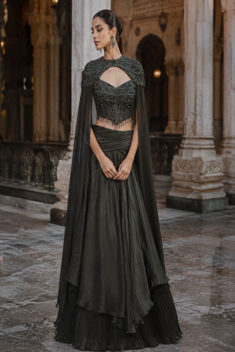 CHARCOAL INDO-LEHENGA - View 2