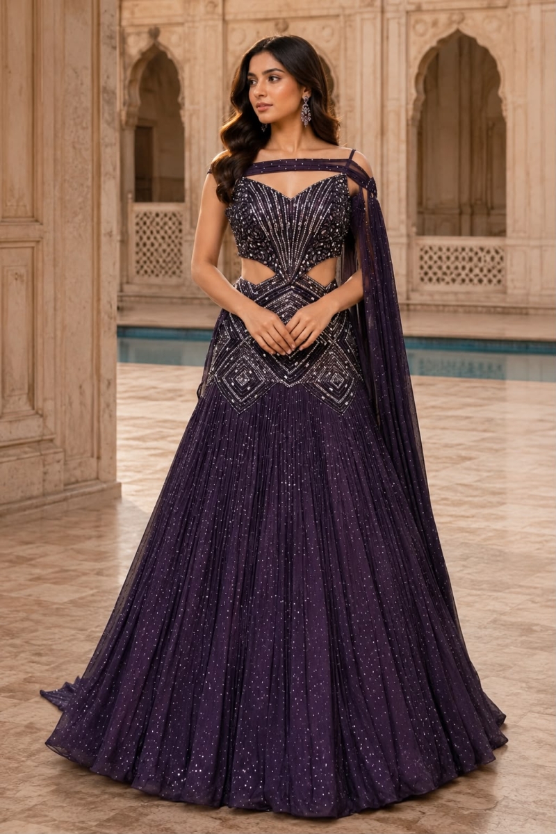 PURPLE INDO-LEHENGA - View 2