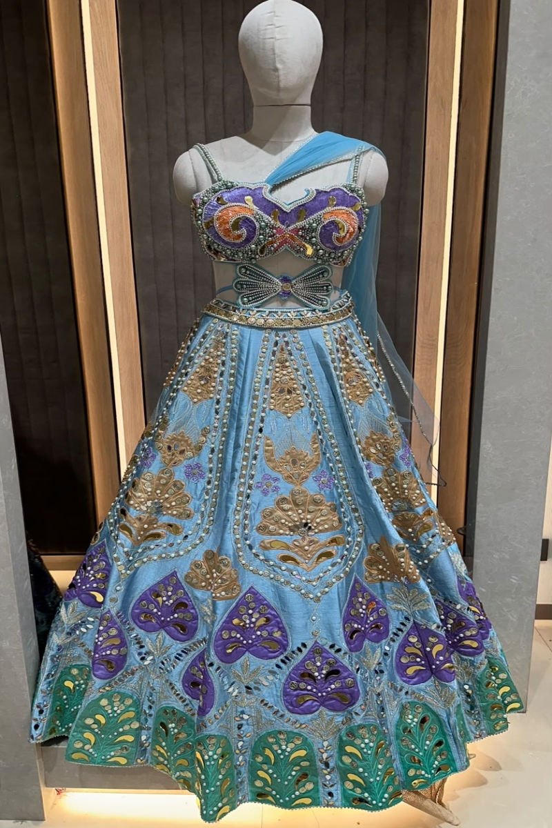 BLUE INDO-LEHENGA - View 2