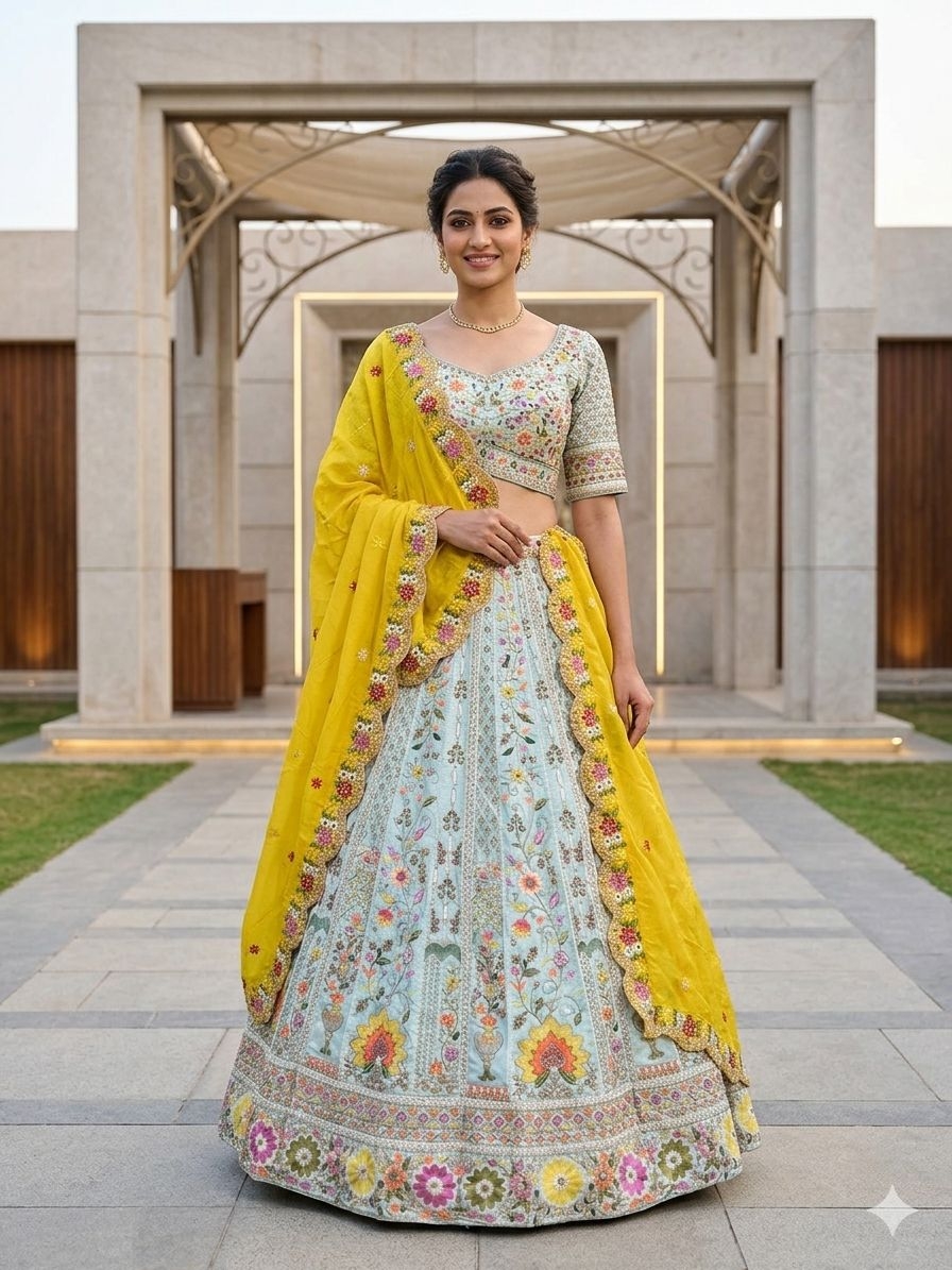 ICE BLUE LEHENGA - View 2