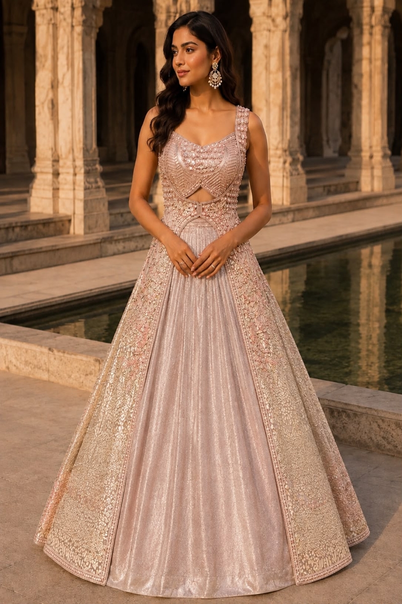 BLUSH INDO-LEHENGA - View 2