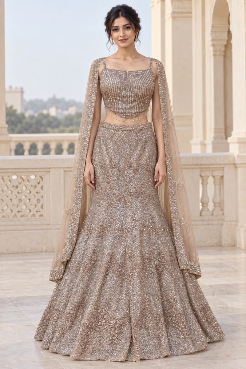 BEIGE INDO-LEHENGA - View 2