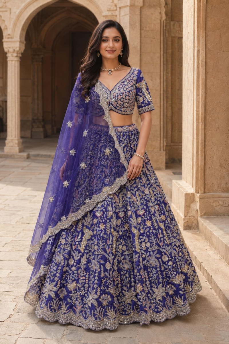 ROYAL BLUE LEHENGA - View 2