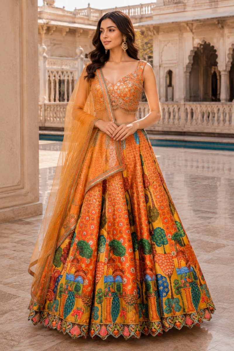 ORANGE LEHENGA - View 2