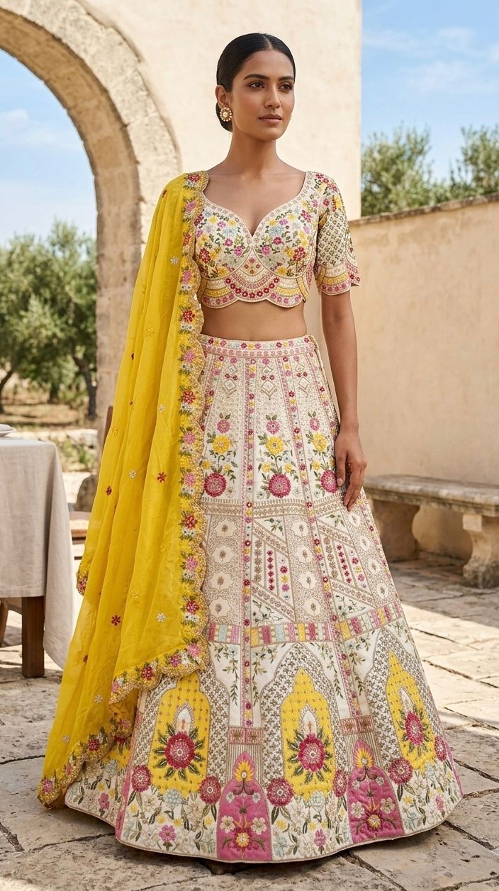 CREAM LEHENGA - View 2