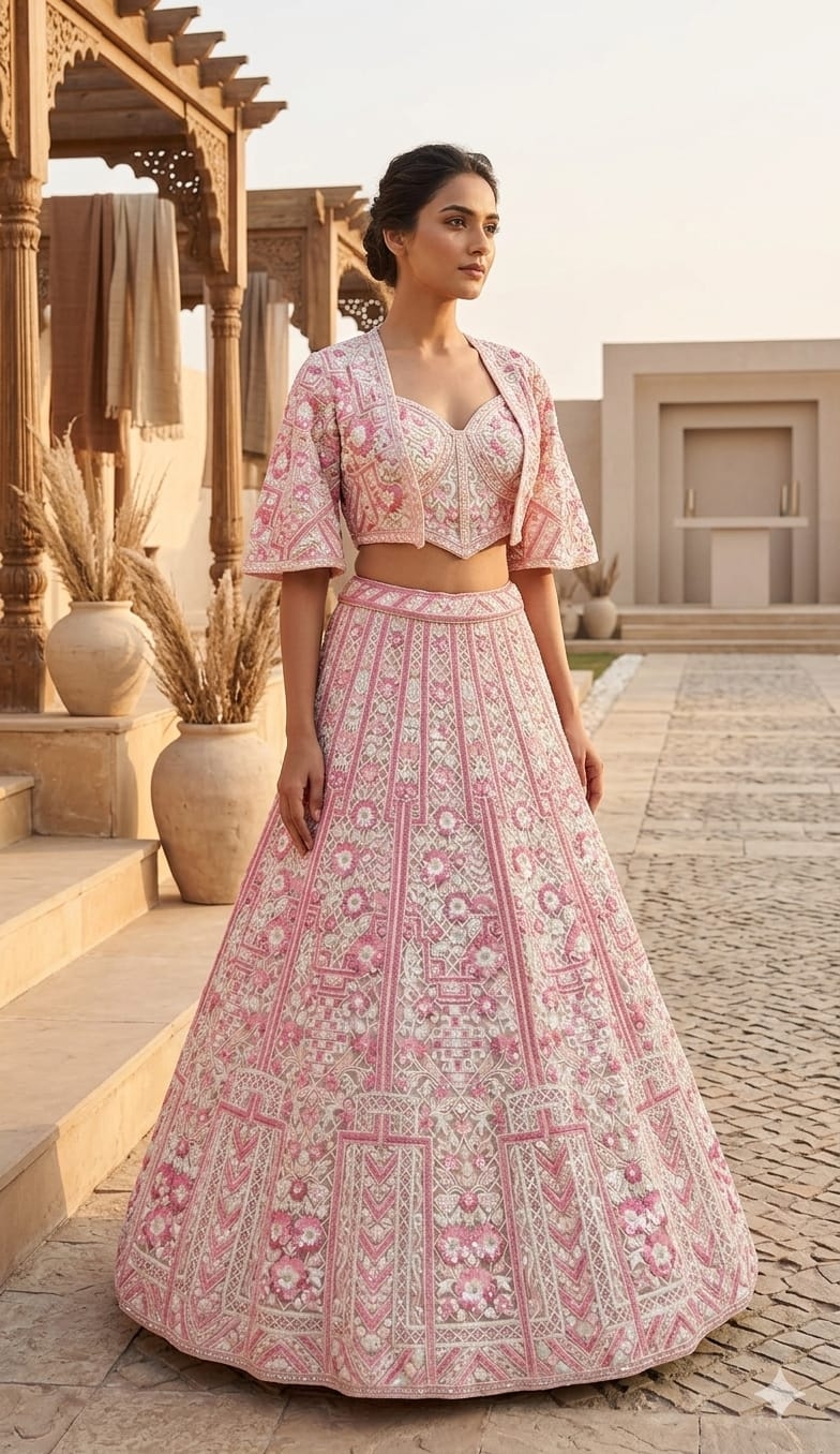 PEACH INDO-LEHENGA - View 2