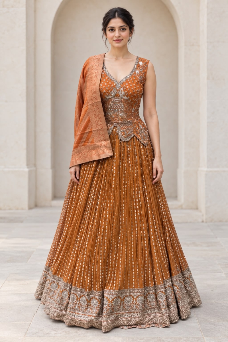 RUST LEHENGA - View 2