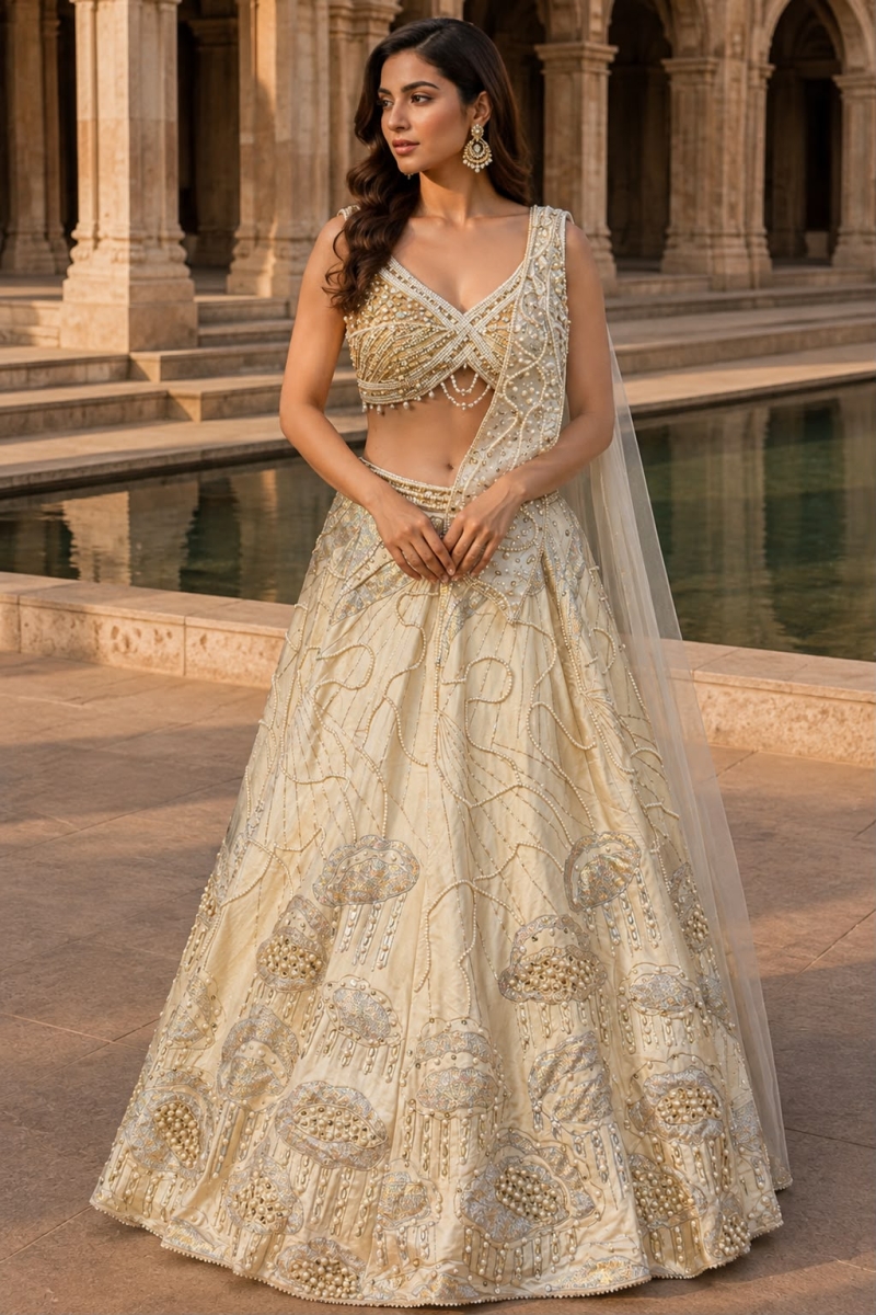 CREAM INDO-LEHENGA - View 2
