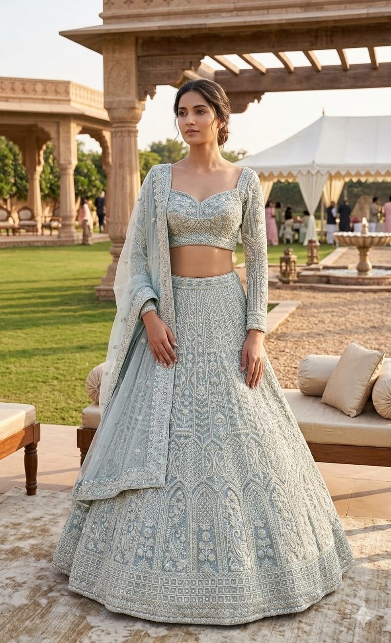 ICE BLUE LEHENGA - View 2