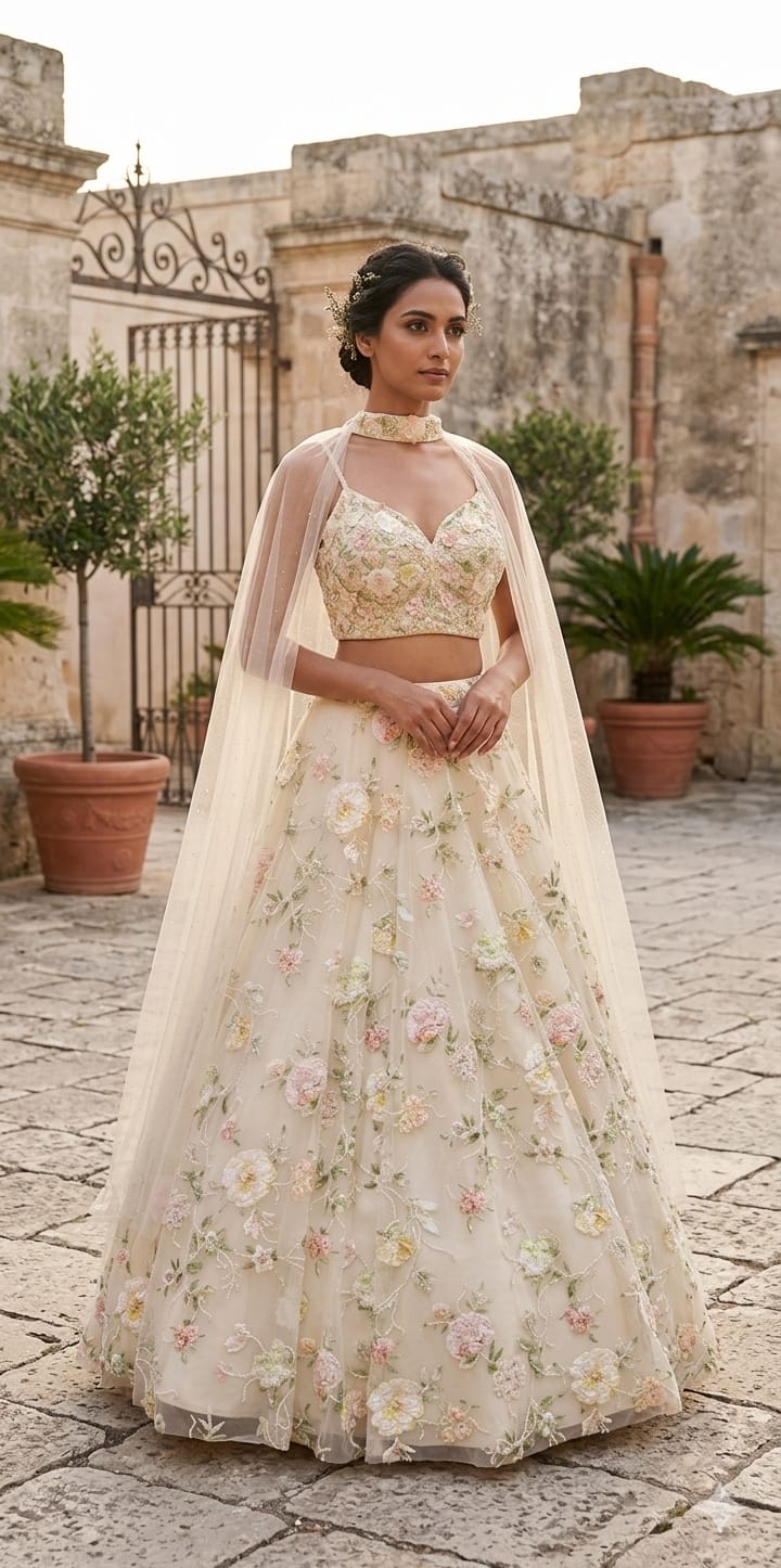 CREAM INDO-LEHENGA - View 2