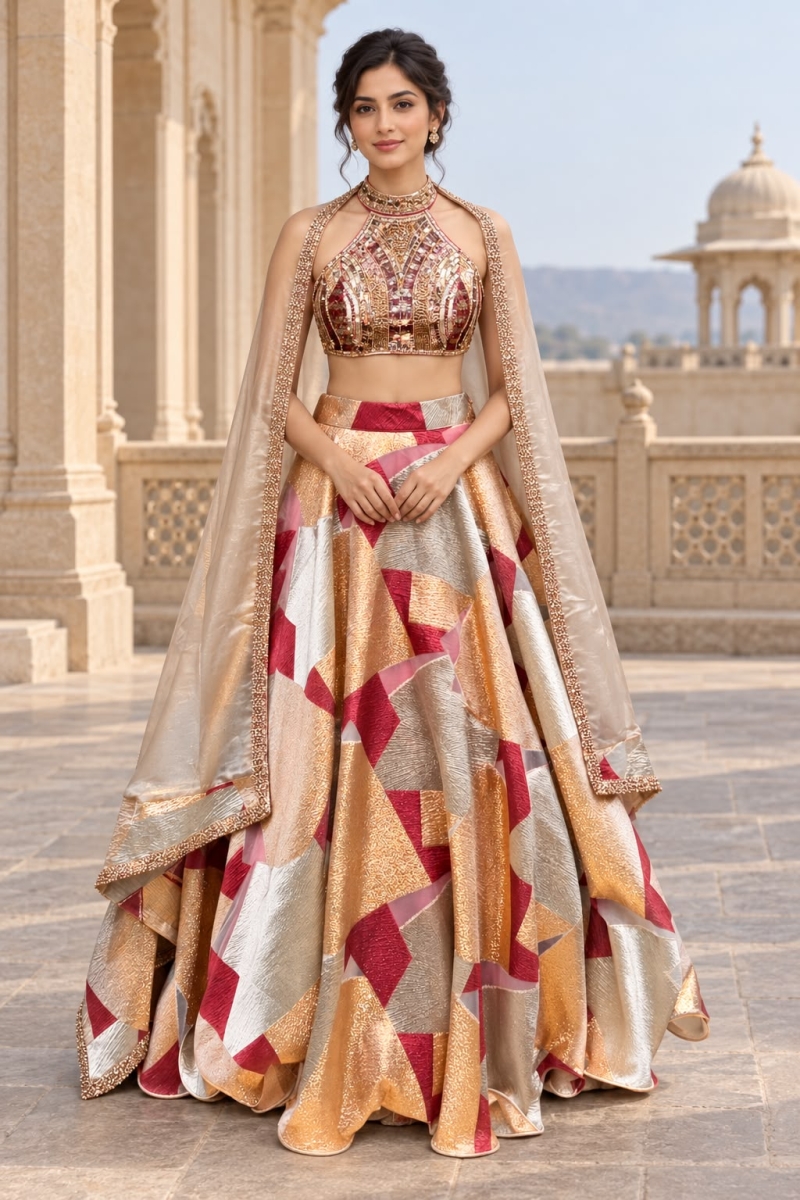 CRIMSON INDO-LEHENGA - View 2