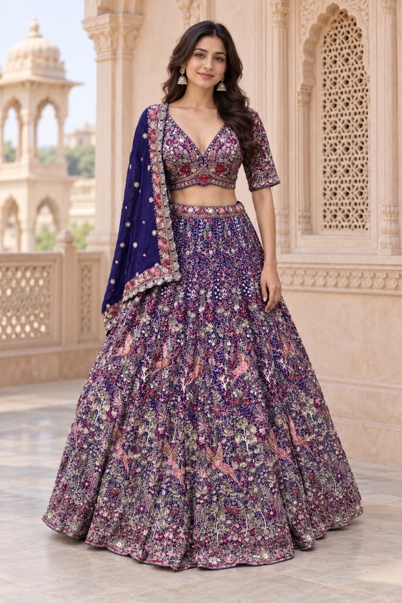 ROYAL BLUE LEHENGA - View 4