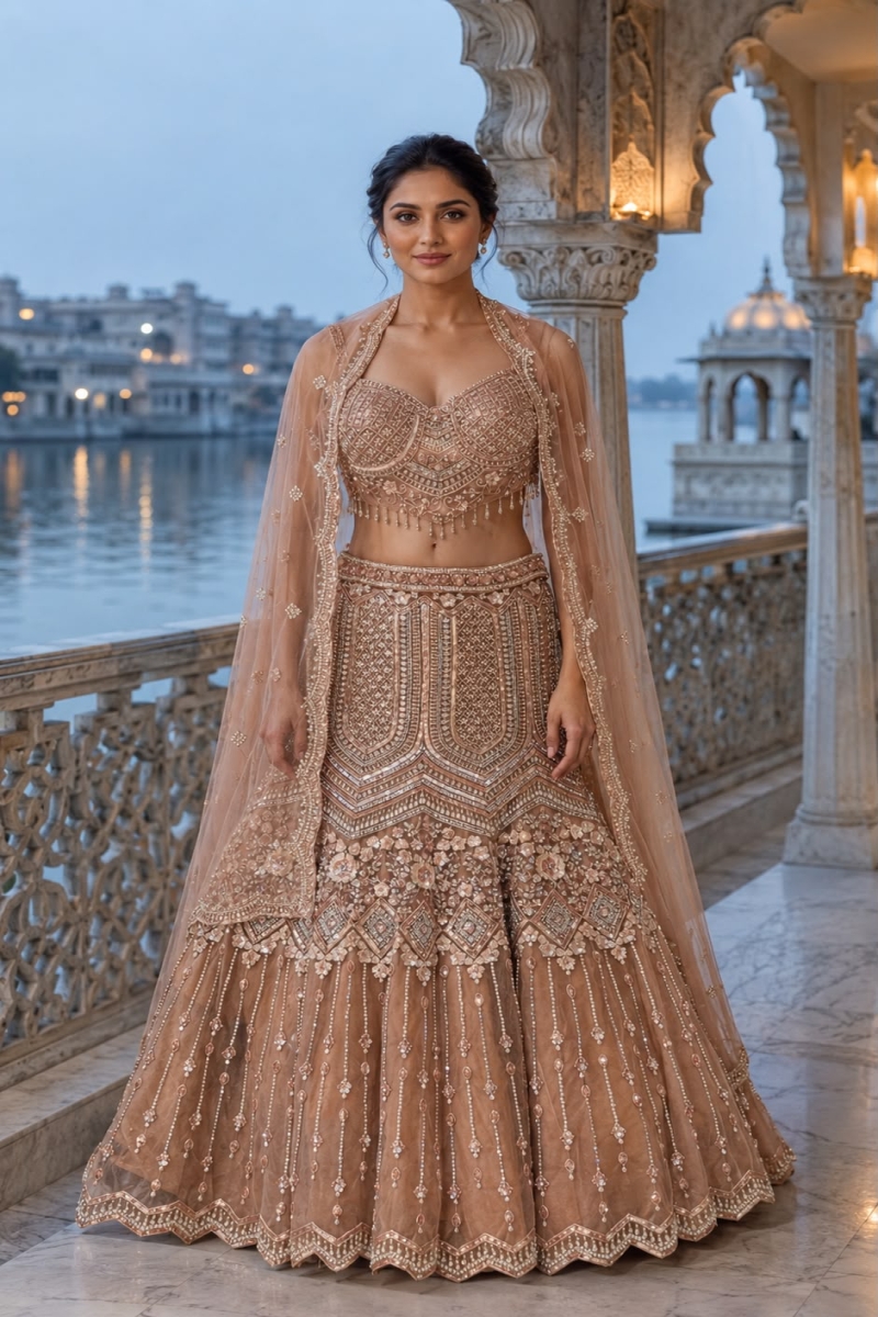 BEIGE INDO-LEHENGA - View 2