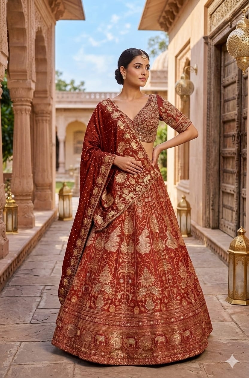 RUST LEHENGA - View 2