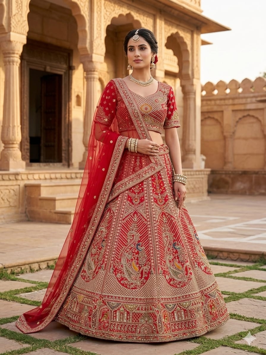 RED LEHENGA - View 2