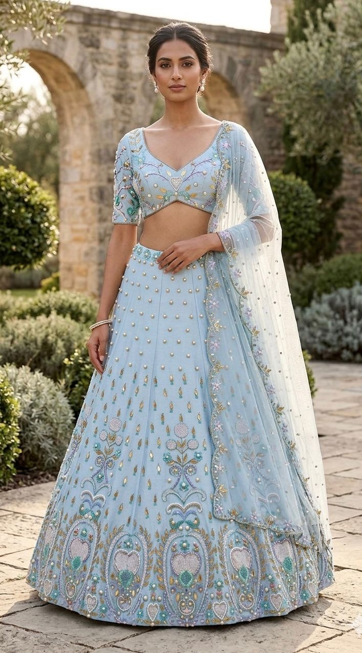 SKY BLUE LEHENGA - View 2