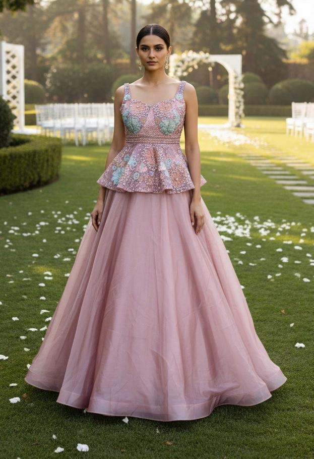 BLUSH INDO-LEHENGA - View 2